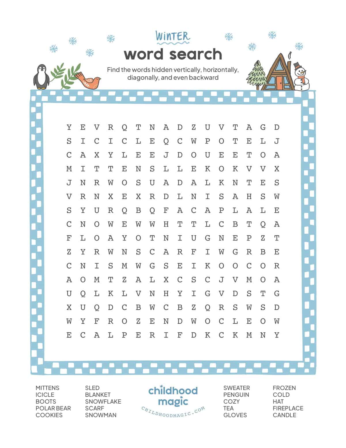 winter word search - childhood magic